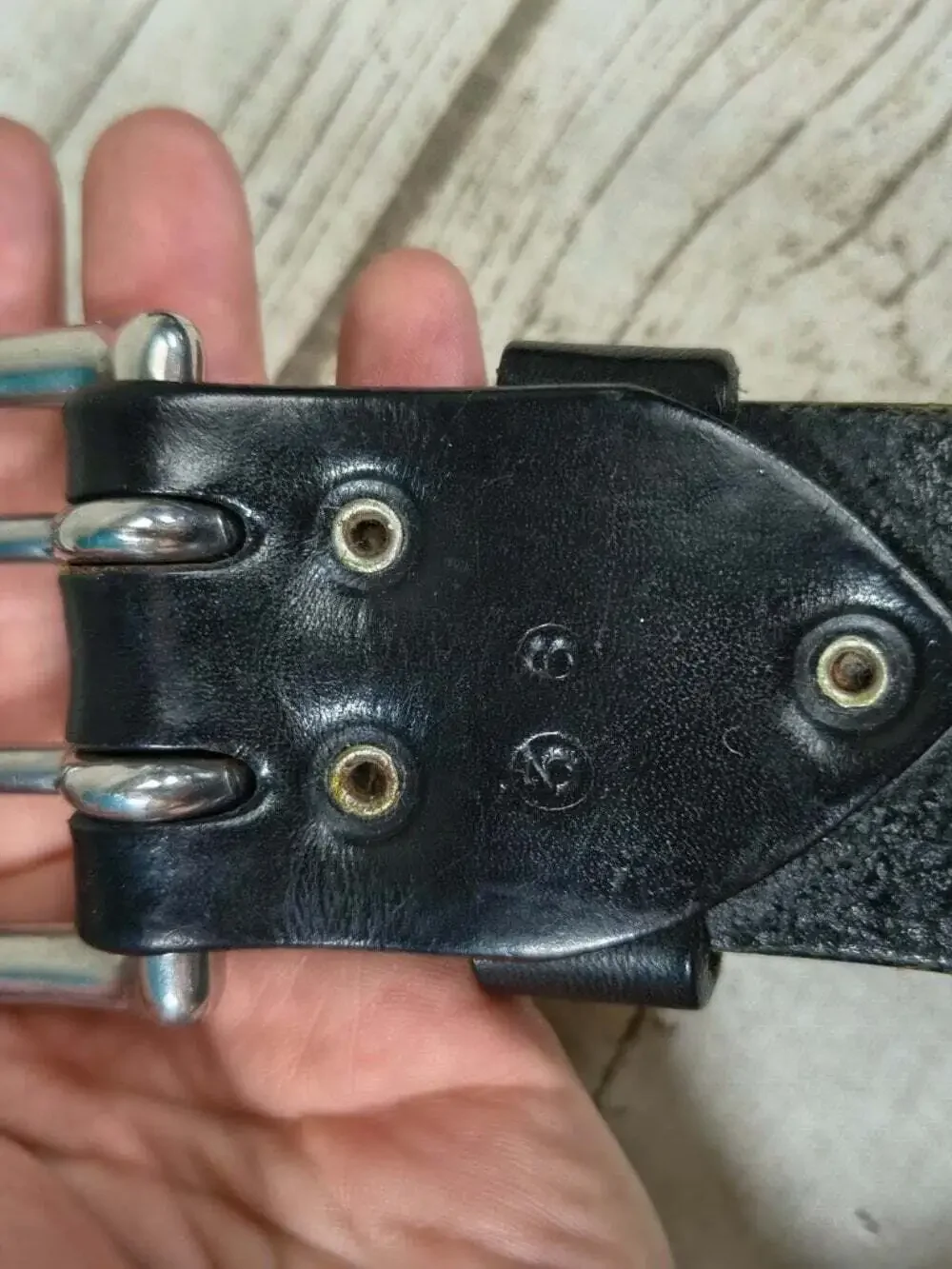 Apache Men's Vintage Black Leather Double Prong Belt Size 36